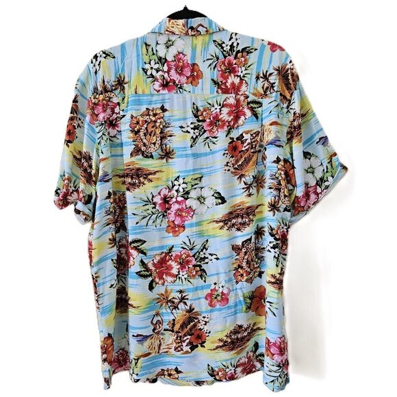 Springfield Shirt Mens L Hawaiian Floral Short Sleeve Button Up Shirt Beach Boho - Picture 2 of 16